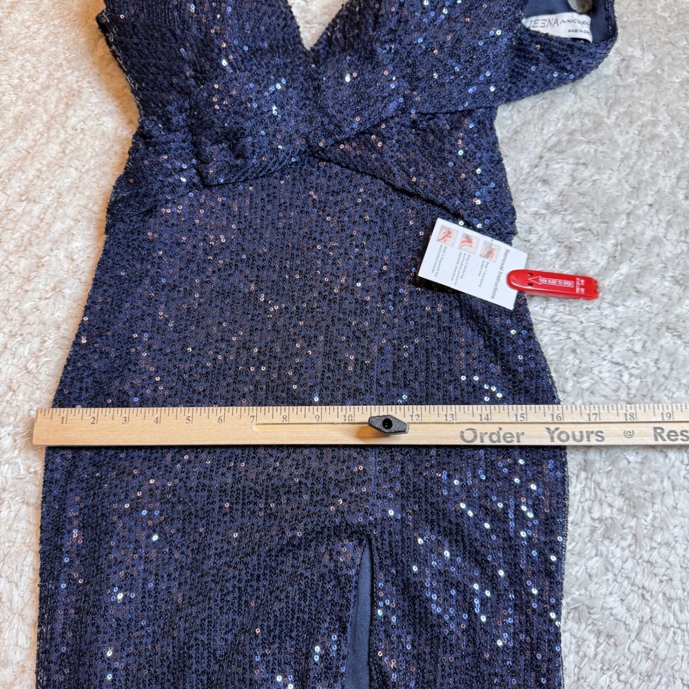 Ieena Mac Duggal Dress 6 Blue Sequin Sleeveless Formal Gown Prom Evening MOB - Picture 8 of 15